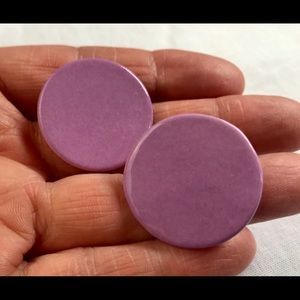 Round Purple Ceramic Porcelain Earrings, Pierced